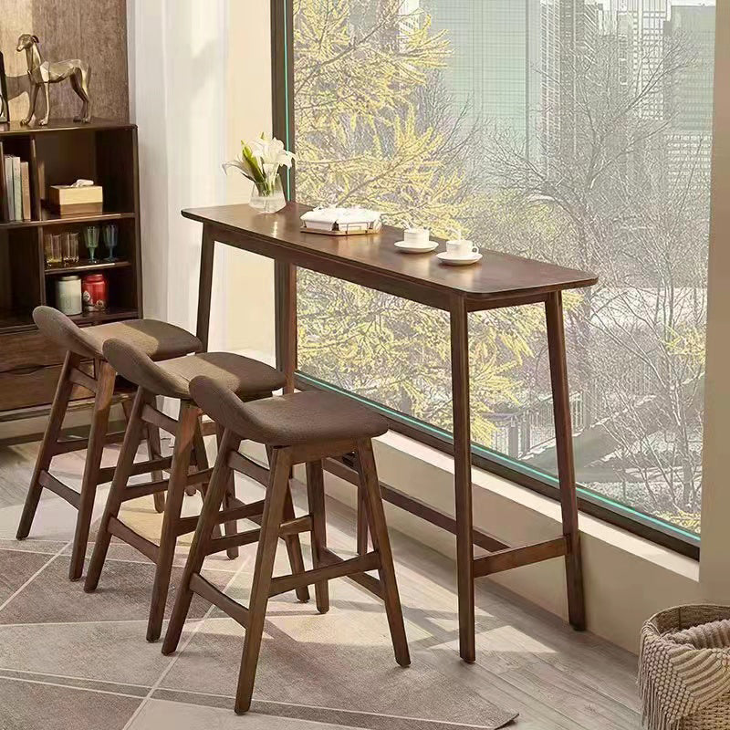 1/3/4 Pieces Table and Stool Set Contemporary Brown Solid Wood Table & Chair(s) 63"L x 17.7"W x 42.1"H 4 Piece Set Clearhalo 'Bar Furniture' 'furn' 'furn_home_bar_bar_sets' 'Furniture' 'Home Bars & Bar Sets' 'home_bar_bar_sets' 'Kitchen & Dining Furniture' 7806909