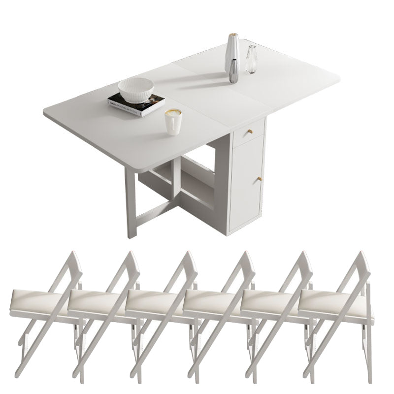3/5/7 stuks moderne wit houten rechthoek vouwen dinerset voor huis