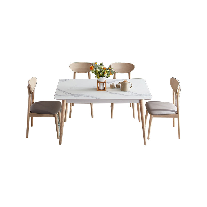 2/5/7 Pieces Modern Rectangle Glass Top Wooden Frame Dining Set for Home