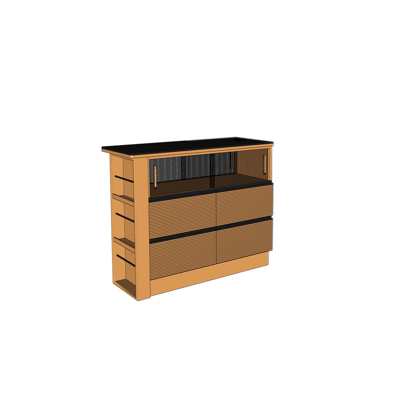 Solid Wood Kitchen Island Table Modern Style Rectangle with 4 Drawers