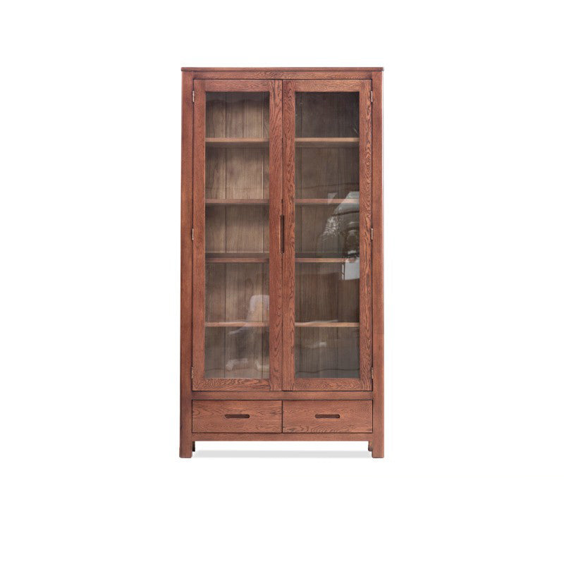 Solid Wood Display Cabinet Modern Style Glass Door with Adjustable Shelf 39"L x 13"W x 75"H Nut-Brown Clearhalo 'Display & China Cabinets' 'display_china_cabinets' 'furn' 'furn_display_china_cabinets' 'Furniture' 'Kitchen & Dining Furniture' 7807620