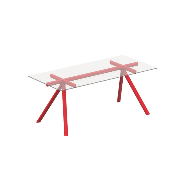 Simplicity Style Rectangle Glass Dining Site Table with 4-foot Red Without Chairs Clearhalo 'Dining Tables & Seating' 'Dining Tables' 'dining_table' 'furn' 'furn_dining_table' 'Furniture' 'Kitchen & Dining Furniture' 7807941