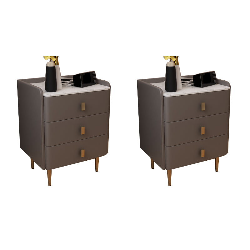 Glam Drawers Included Accent Table Nightstand 22.5" Tall with Legs Light Coffee 2 Piece Set Clearhalo 'Bedroom Furniture' 'furn' 'furn_night_stand' 'Furniture' 'night_stand' 'Nightstands' 7808392