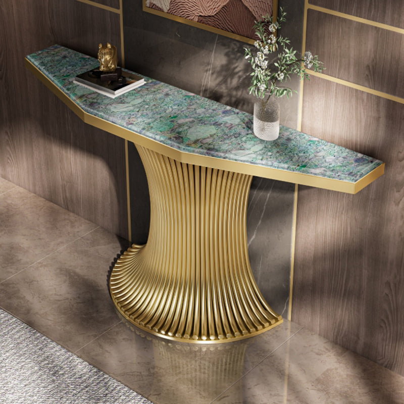 Glam Green Console Accent Table with Stainless Steel Bracket for Hall