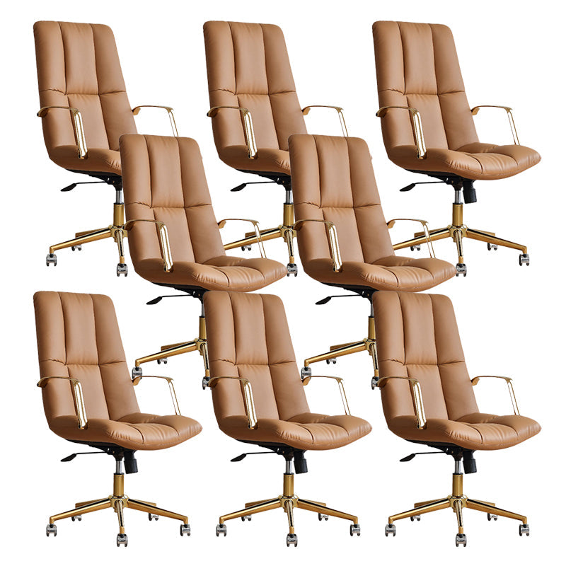 Sedia da ufficio in pelle moderna altezza del sedile regolabile braccia fissa con ruote