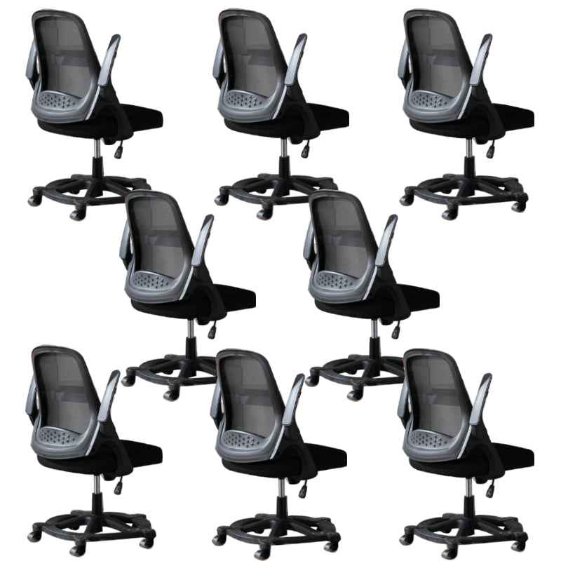 Modern Style Office Chair Adjustable Seat Height with Wheels Black-Black 8 Piece Set Sponge Clearhalo 'furn' 'furn_office_chair' 'Furniture' 'Office Chairs' 'Office Furniture' 'office_chair' 7808974