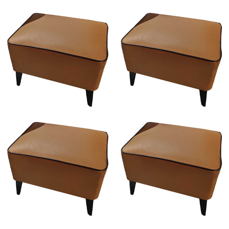 Mid Century Modern Pouf Ottoman Faux Leather Rectangle Ottoman with Chair Legs Orange 4 Piece Set Clearhalo 'furn' 'furn_ottomans_poufs' 'Furniture' 'Living Room Furniture' 'Ottomans & Poufs' 'ottomans_poufs' 7809556