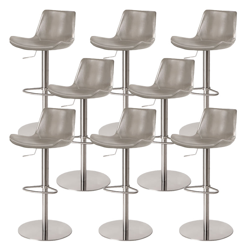 Contemporary Adjustable Height Swivel Leather Bar Stool with Footrest