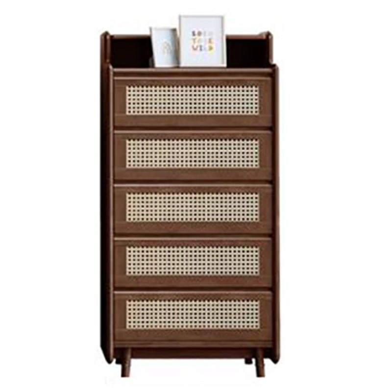 Modern Storage Chest Solid Wood Storage Chest Dresser with 3/4/5 Drawers Nut-Brown 5 Clearhalo 'Bedroom Furniture' 'Dressers & Chests' 'dressers_chests' 'furn' 'furn_dressers_chests' 'Furniture' 7816244