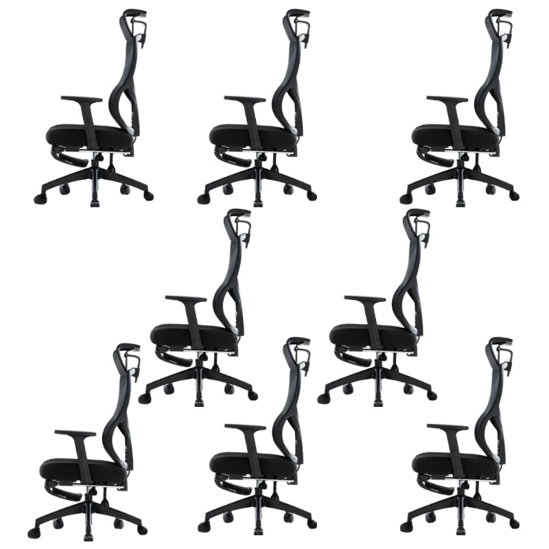 Black Modern Slide Office Chair Adjustable Seat Height Fixed Arms with Wheels
