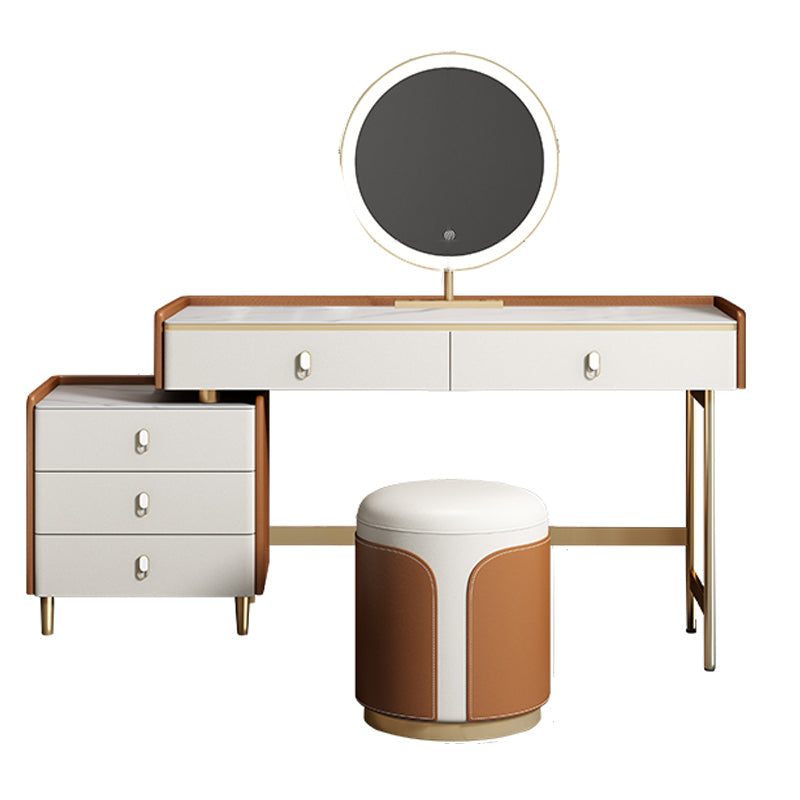 Contemporary White Bedroom Wooden Lighted Mirror Vanity Dressing Table