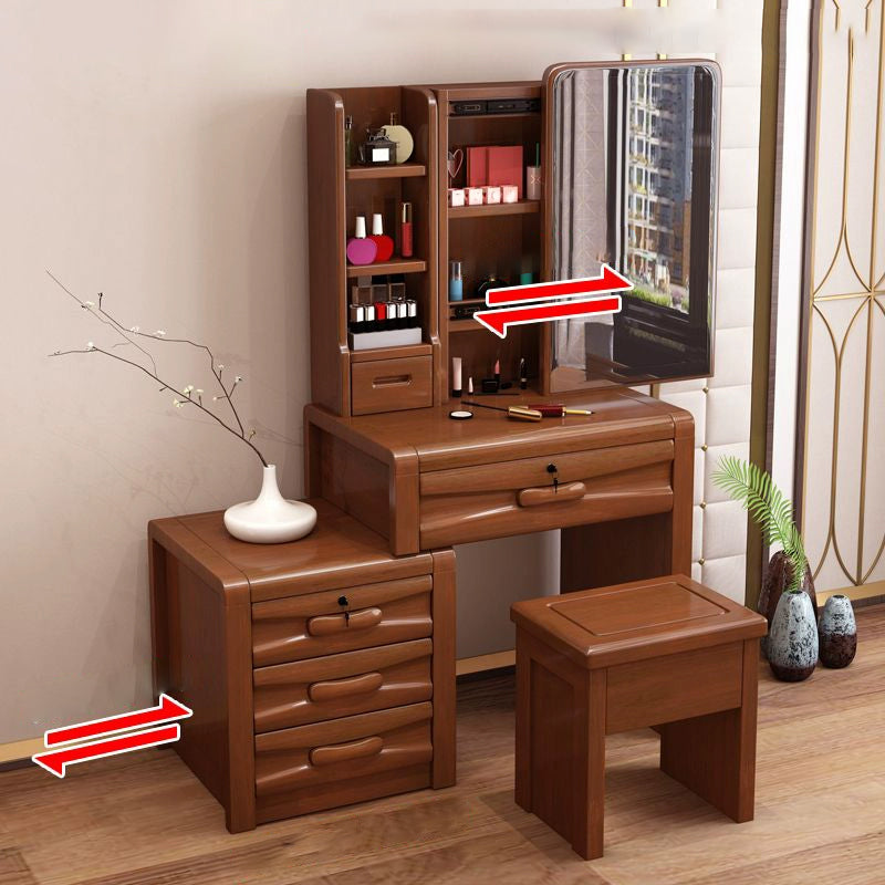 Mirador de dormitorio de tradiciones de madera maciza con tocador de cajones