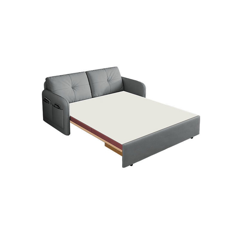 Sofá para dormir de cuero falso plegable con almacenamiento de 35.43 "gris alto