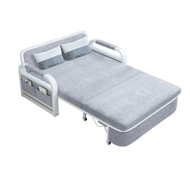 Foldable Linen Sleeper Sofa with Storage 30.7" Wide Gray Contemporary 50"L x 31"W x 33"H Storage Included Clearhalo 'furn' 'furn_futons' 'Furniture' 'Futons & Daybeds' 'Futons' 'Living Room Furniture' 7821779