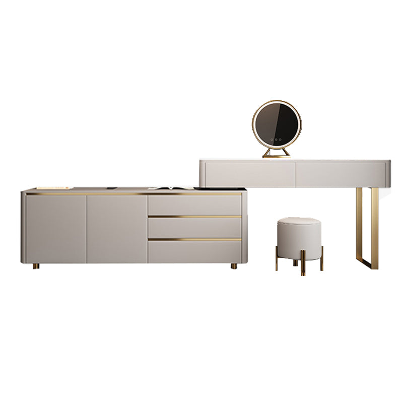 Moderno dormitorio de espejo iluminado blanco con cajón de madera maciza tocador