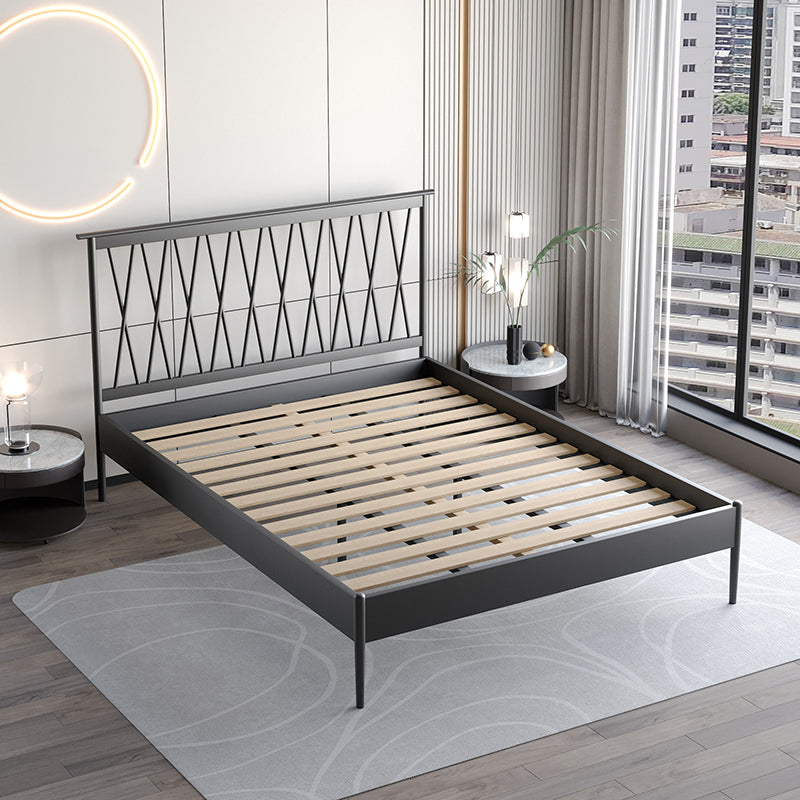 47.24" Height Metal Frame Standard Bed with Rectangle Open-Frame Headboard