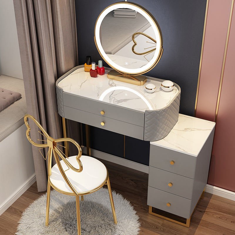 Trucco vanità contemporaneo con cassetto camera da letto a specchio illuminato