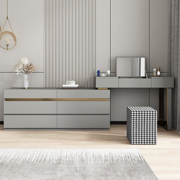 Flip-top de tocador moderno de 3 piezas con 6 cajones de almacenamiento