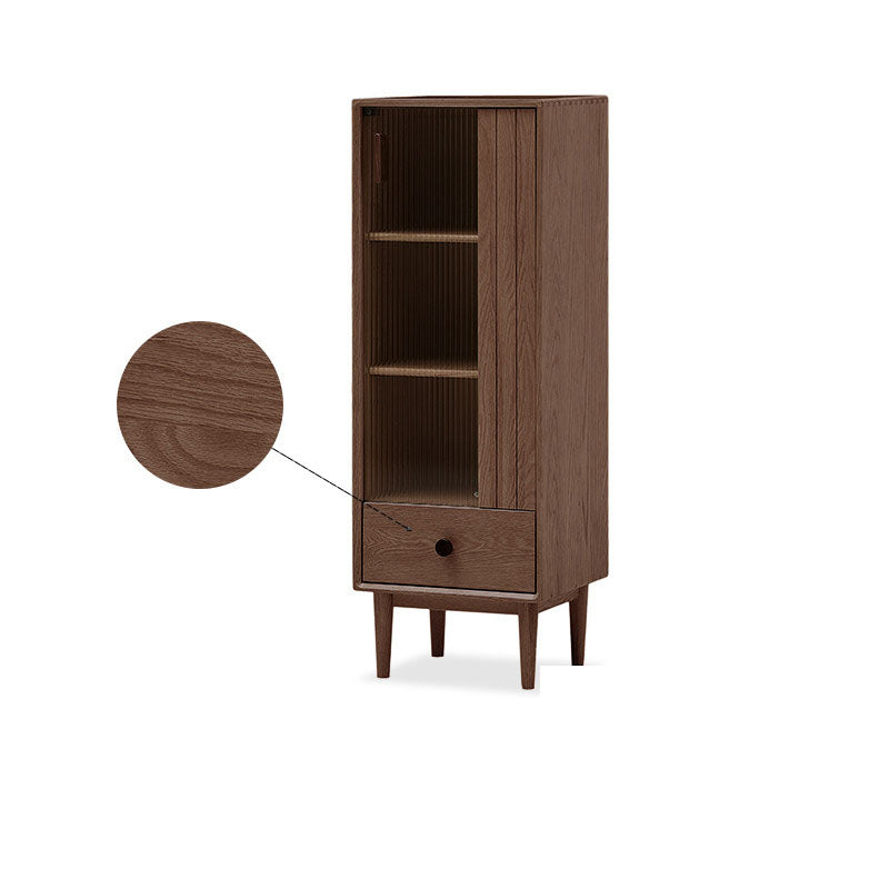 Wood 1 - Drawer Contemporary Accent Cabinet Contemporary with Straight Legs 15.7"L x 13.8"W x 47.2"H Dark Walnut Clearhalo 'Cabinets & Chests' 'cabinets_chests' 'furn' 'furn_cabinets_chests' 'Furniture' 'Living Room Furniture' 7823208