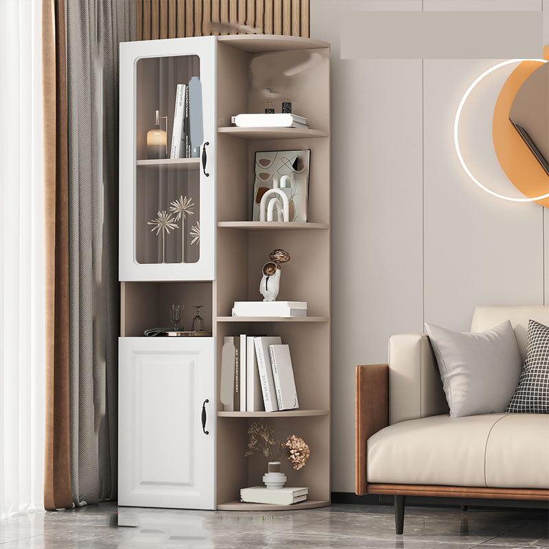 70.9" Tall Modern Glass Paned Bar Pulls Accent Cabinet with Shelves