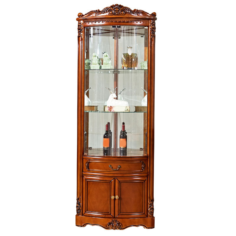 ドア付きのガラスパーン付きソリッドウッドの素朴なノブアクセントキャビネット