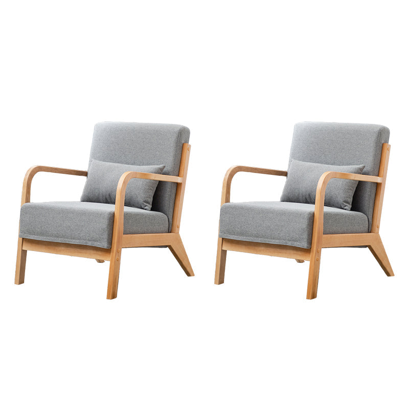 Scandinavian Basic Four Leg Armchair Solid Wood Living Room Armchair Light Gray Cotton and Linen 2 Piece Set Clearhalo 'Accent Chairs' 'accent_chairs' 'Chairs & Seating' 'furn' 'furn_accent_chairs' 'Furniture' 'Living Room Furniture' 7823823