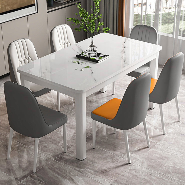 Moderner rechteckiger Glas Top Esstisch mit weiß und schwarz 4 Fuß