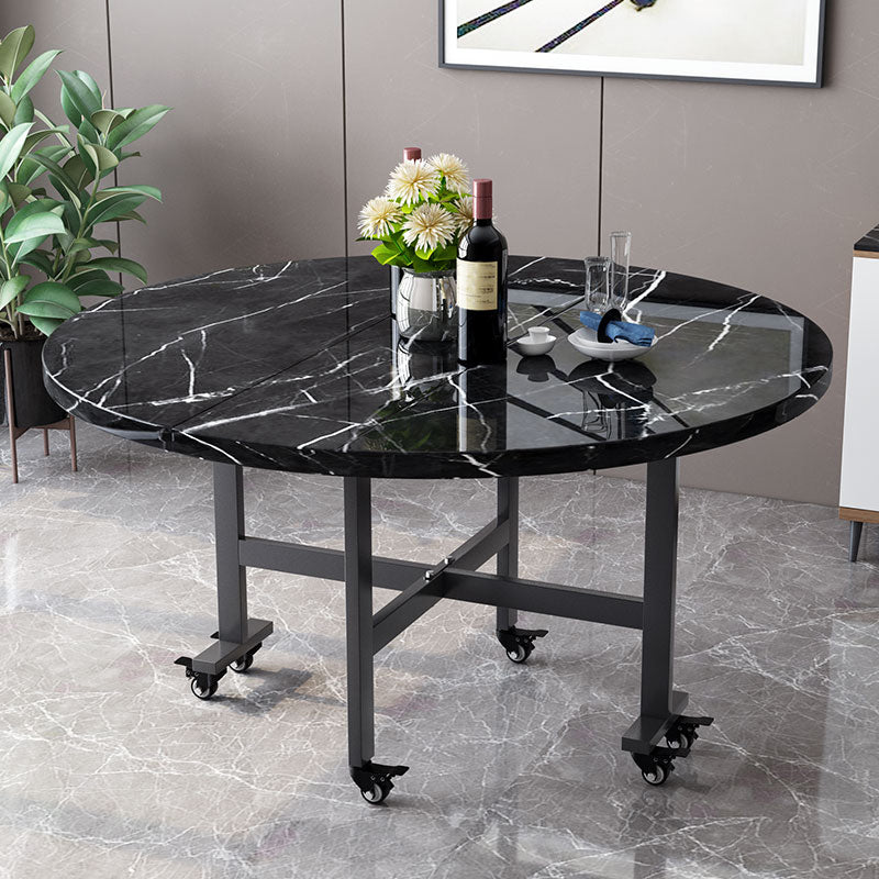 Mesa de comedor de madera moderna y fácil plegable con hoja de doble caída