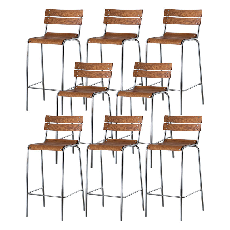 Contemporary Beech Solid Wood Armless Bar Stool with Footrest