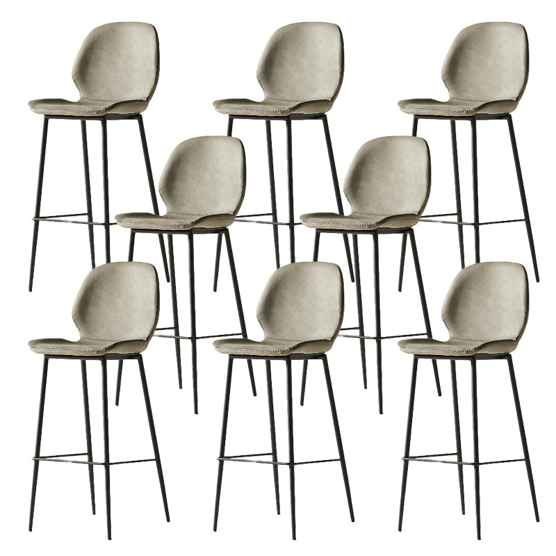 Modern Style Backrest Metal Counter Stool with Leather Cushion Light Gray 8 Piece Set Clearhalo 'Bar Furniture' 'Bar Stools' 'bar_stools' 'furn' 'furn_bar_stools' 'Furniture' 'Kitchen & Dining Furniture' 7826538