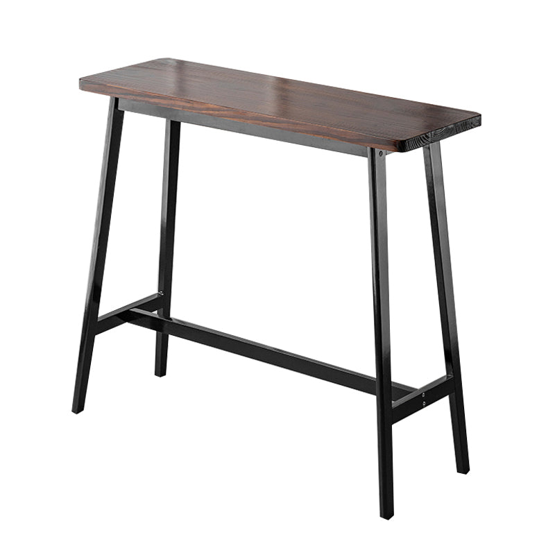 Matte Finish Wooden Rectangle Bar Table with Trestle for Living Room Solid Wood Without Chairs Clearhalo 'Bar Furniture' 'Bar Tables' 'bar_tables' 'furn' 'furn_bar_tables' 'Furniture' 'Kitchen & Dining Furniture' 7826799