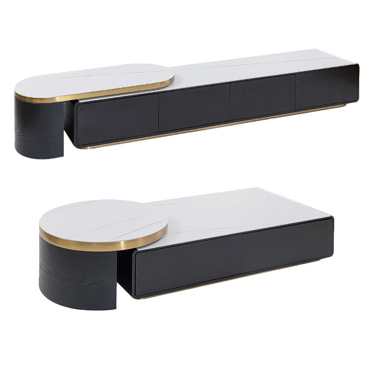 Witte blok leisteen rechthoekige koffiecocktailtafel met opslag