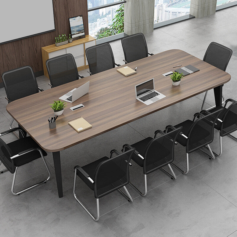 Madera de mesa de escritura de oficina rectangular con 4 patas en marrón