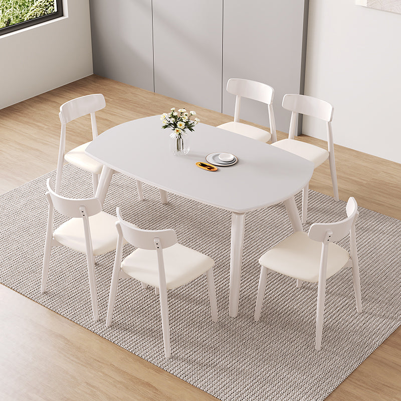 Mesa de comedor de piedra extensible contemporánea con patas de madera