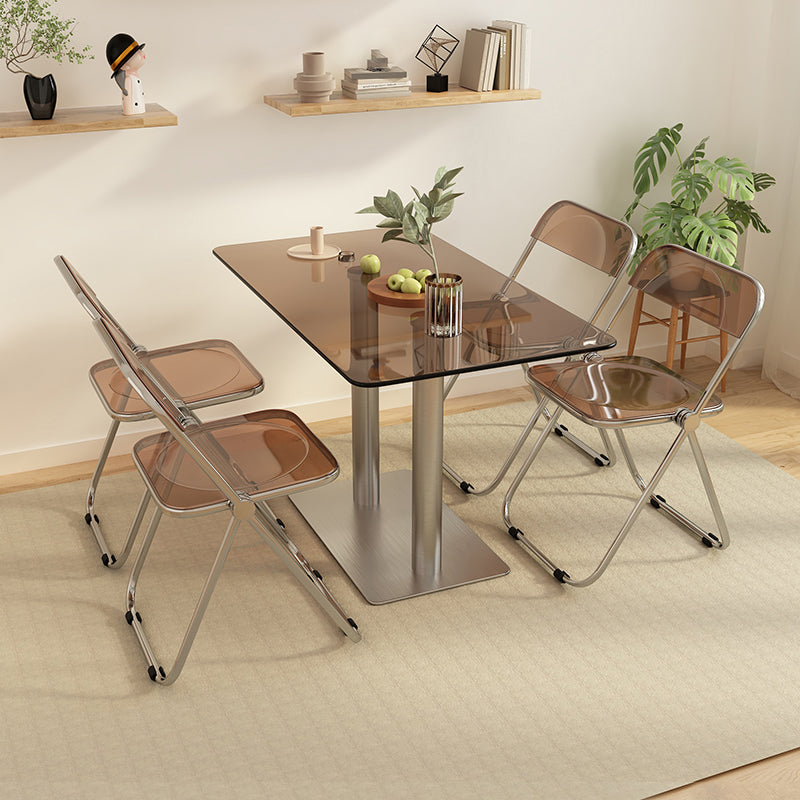 Acabado pulido 1/4/5 PCS Juego de comedor con mesa de comedor de vidrio y sillas plegables