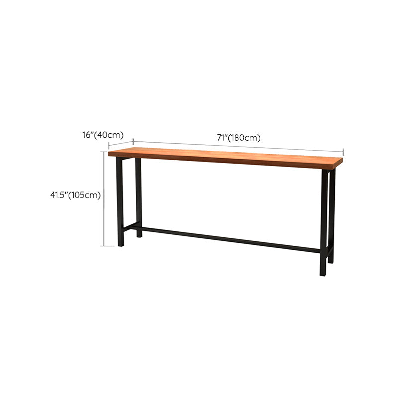 Table de barre rectangle en bois de pin moderne avec cadre en métal pour la maison