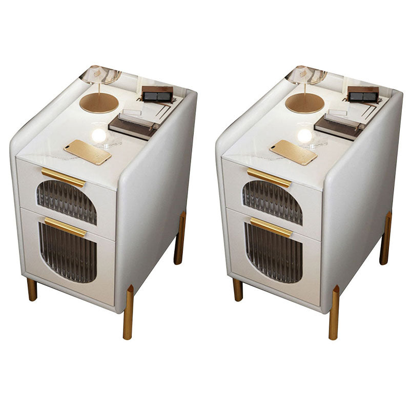 Armoire de chevet en pierre moderne du milieu du siècle avec 2 tiroirs pour chambre à coucher