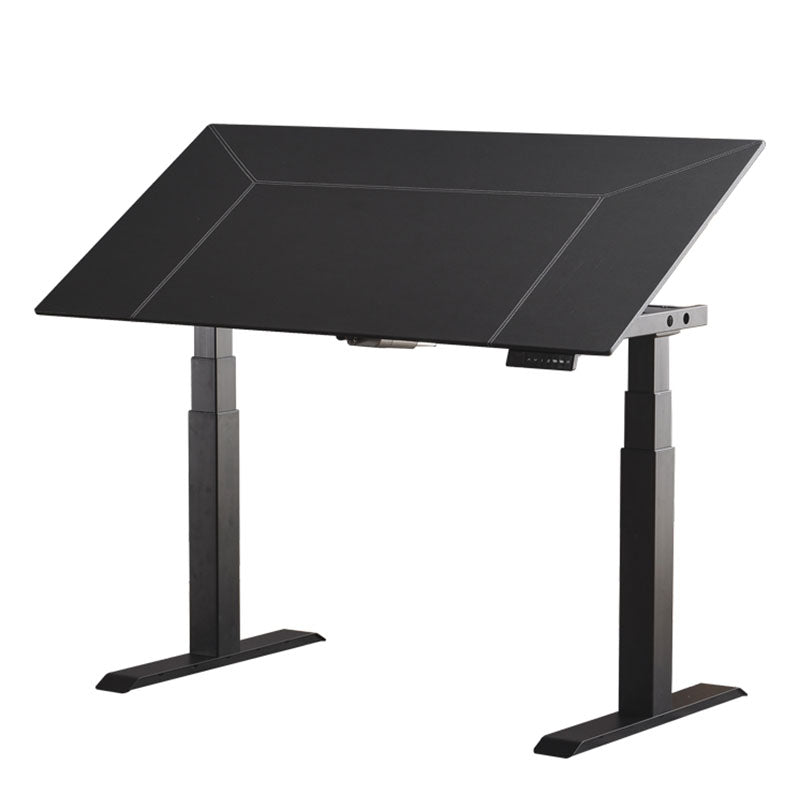 Escritorio de escritura plegable de forma rectangular con patas de metal en blanco/negro