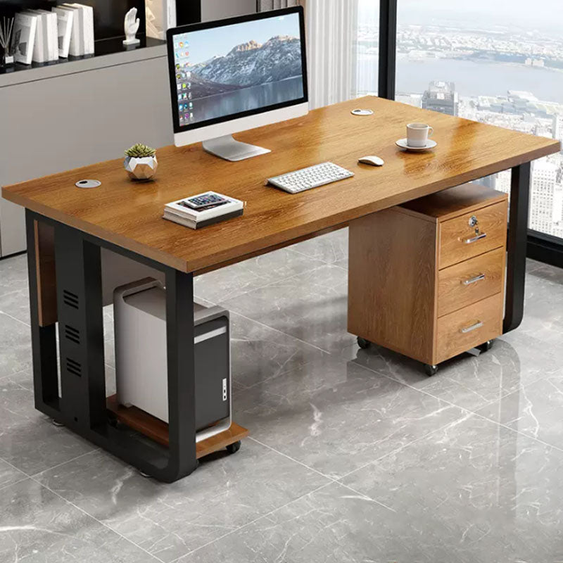 Escritorio de forma rectangular Madera contemporánea con 2 patas en marrón