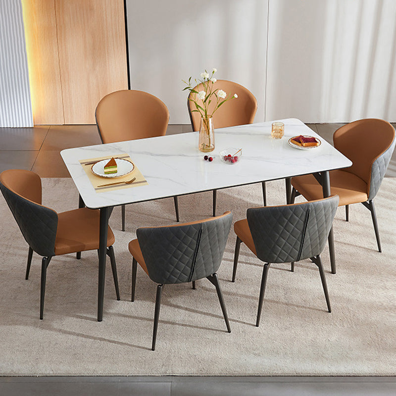 Mesa de comedor de piedra blanca rectangular contemporánea con piernas