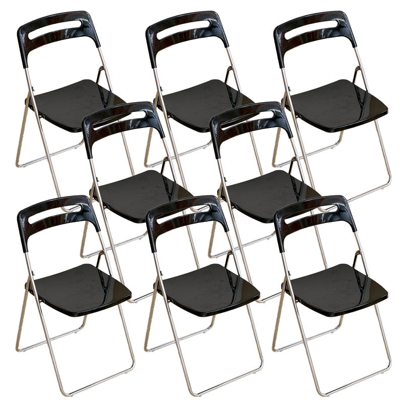 Moderne klappbare Back Metal Armless Ess Chairs (Set 4/8)
