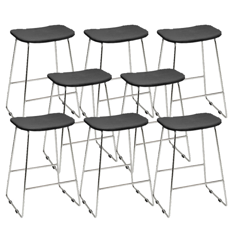 Contemporary Wood and Metal Backless Counter Height Stools for Living Room