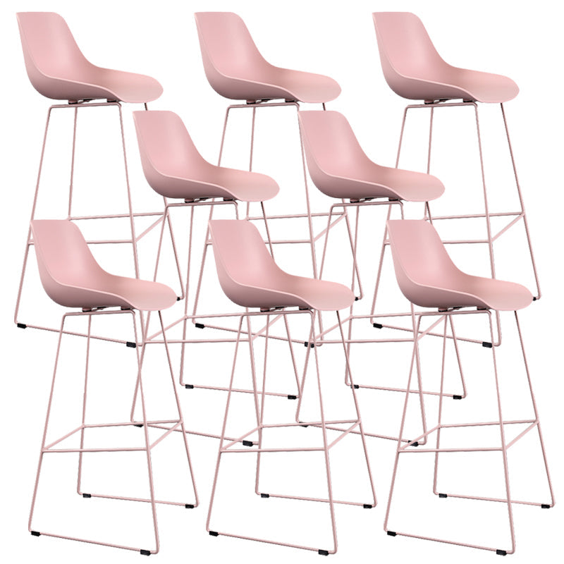 Taburete de barra sin brazo de plástico de plástico contemporáneo con base de metal