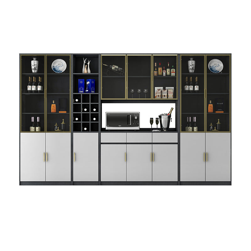 Modern Freestanding Manufactured Wood Wine Bottle Rack with Shelf 126"L x 16"W x 79"H Clearhalo 'furn' 'furn_wine_racks' 'Furniture' 'Kitchen & Dining Furniture' 'Wine Racks' 'wine_racks' 7862509