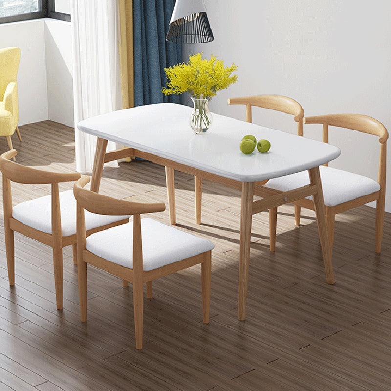 Contemporary Rectangular Wooden Dining Table with Trestle for 2-4 People White Without Chairs Clearhalo 'Dining Tables & Seating' 'Dining Tables' 'dining_table' 'furn' 'furn_dining_table' 'Furniture' 'Kitchen & Dining Furniture' 7872801