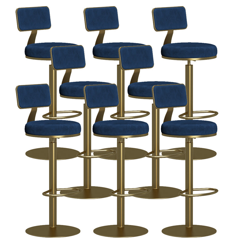 Contemporary Low Back Counter Height Stools with Footrest for Living Room Gold Blue 8 Piece Set Clearhalo 'Bar Furniture' 'Bar Stools' 'bar_stools' 'furn' 'furn_bar_stools' 'Furniture' 'Kitchen & Dining Furniture' 7873874