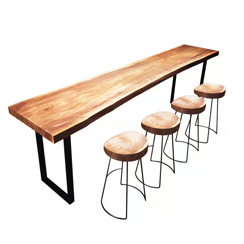 1/2/5 PCS Table de table de bar en bois marron clair avec tabourets en bois pour le salon