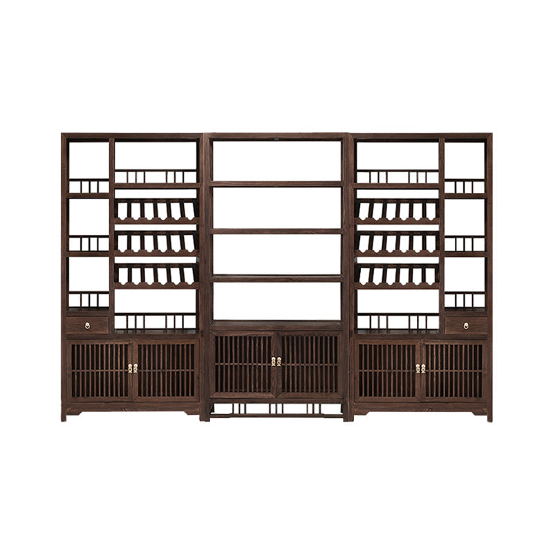 Porta della bottiglia di vino in legno massiccio moderno di metà secolo con scaffale