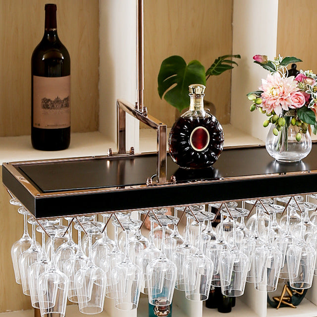 Modern Style Metal Hanging Wine Rack Kit in Black -59" x 13.8" x 4.3"