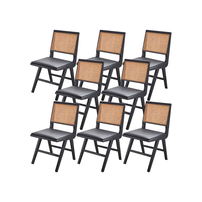 Solid Wood Dining Chairs Modern Style Open Back Home Dining Chairs Matte Black 8 Piece Set Clearhalo 'Dining Chairs' 'Dining Tables & Seating' 'dining_chair' 'furn' 'furn_dining_chair' 'Furniture' 'Kitchen & Dining Furniture' 7875079